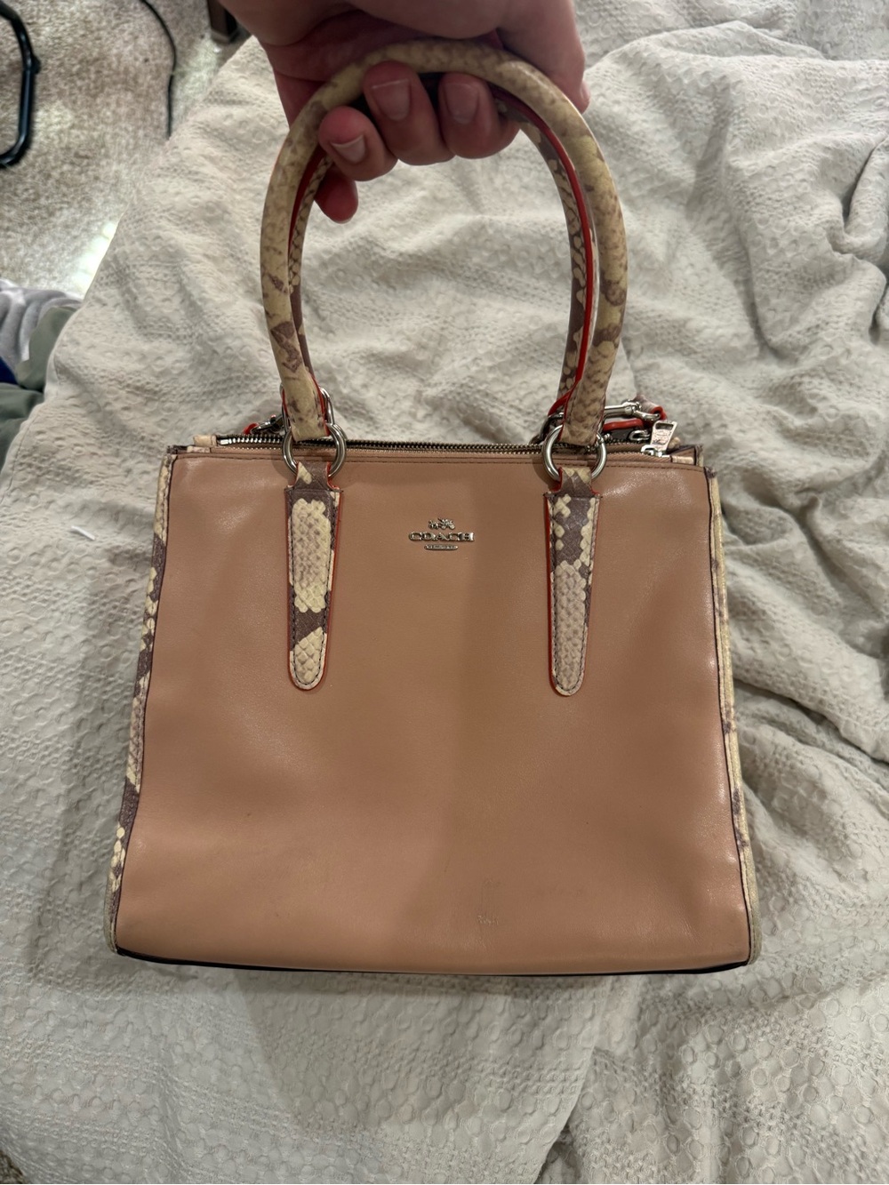 Coach Mini Crosby Carryall 21 in snakeskin, with hangtag+strap  “used”
